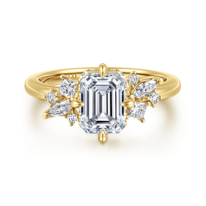 Cicely - 14K Yellow Gold Emerald Cut Diamond Engagement Ring