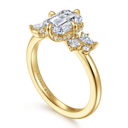 Cicely - 14K Yellow Gold Emerald Cut Diamond Engagement Ring