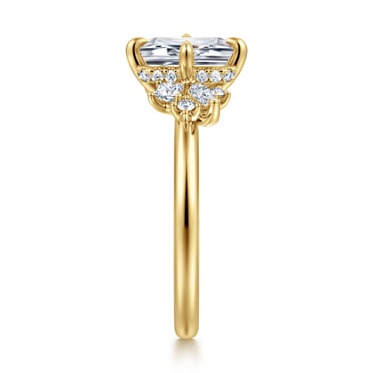 Cicely - 14K Yellow Gold Emerald Cut Diamond Engagement Ring