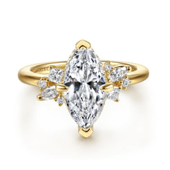 14K Yellow Gold Marquise Shape Diamond Engagement Ring
