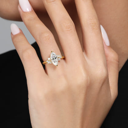 Cicely - 14K Yellow Gold Marquise Shape Diamond Engagement Ring
