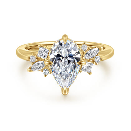Cicely - 14K Yellow Gold Pear Shape Diamond Engagement Ring