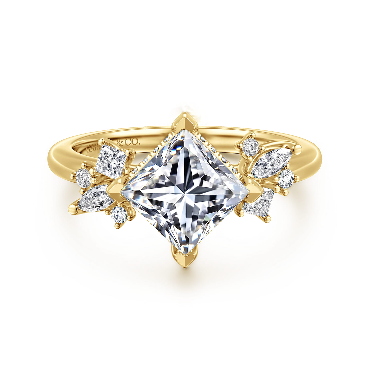 Cicely - 14K Yellow Gold Princess Cut Diamond Engagement Ring