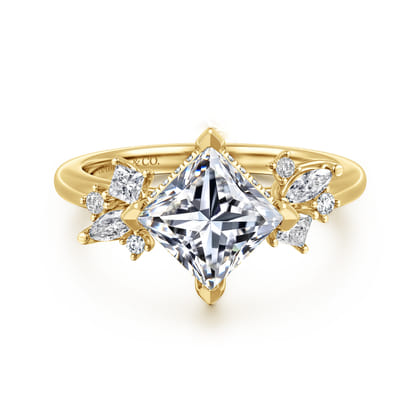 Cicely - 14K Yellow Gold Princess Cut Diamond Engagement Ring