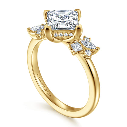 Cicely - 14K Yellow Gold Princess Cut Diamond Engagement Ring