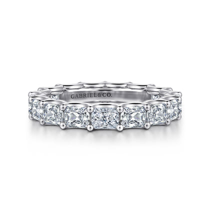 Ciel - 14K White Gold Scallop Setting East West Radiant Cut Diamond Eternity Band