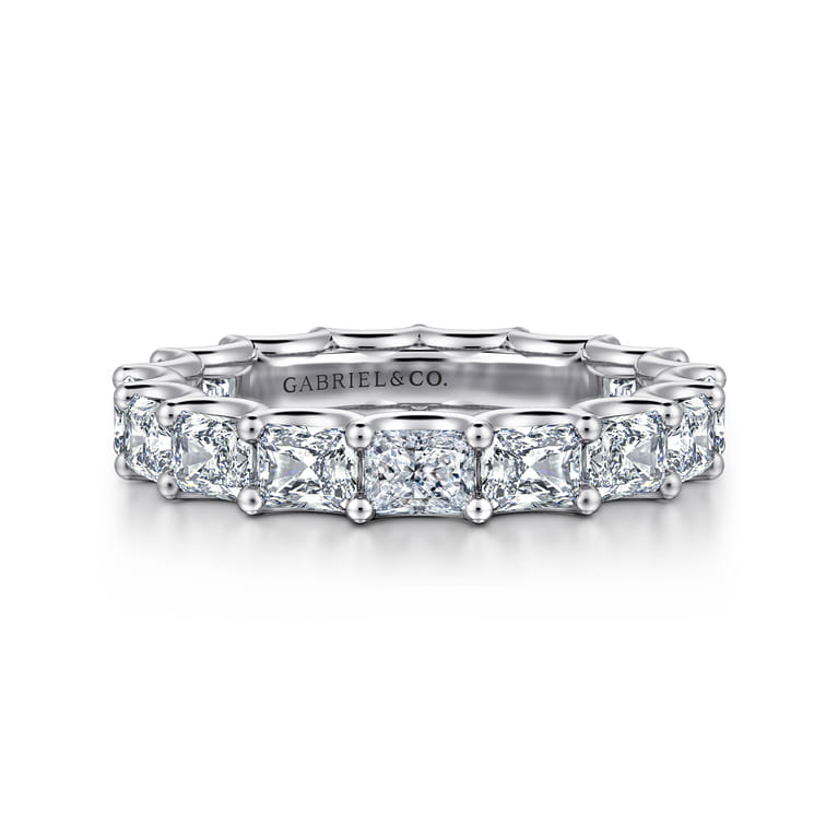 Eternity Band Wedding Ring in 14k White Gold with Radiant Cut Natural Diamond at Gabriel & Co. - Shot 1