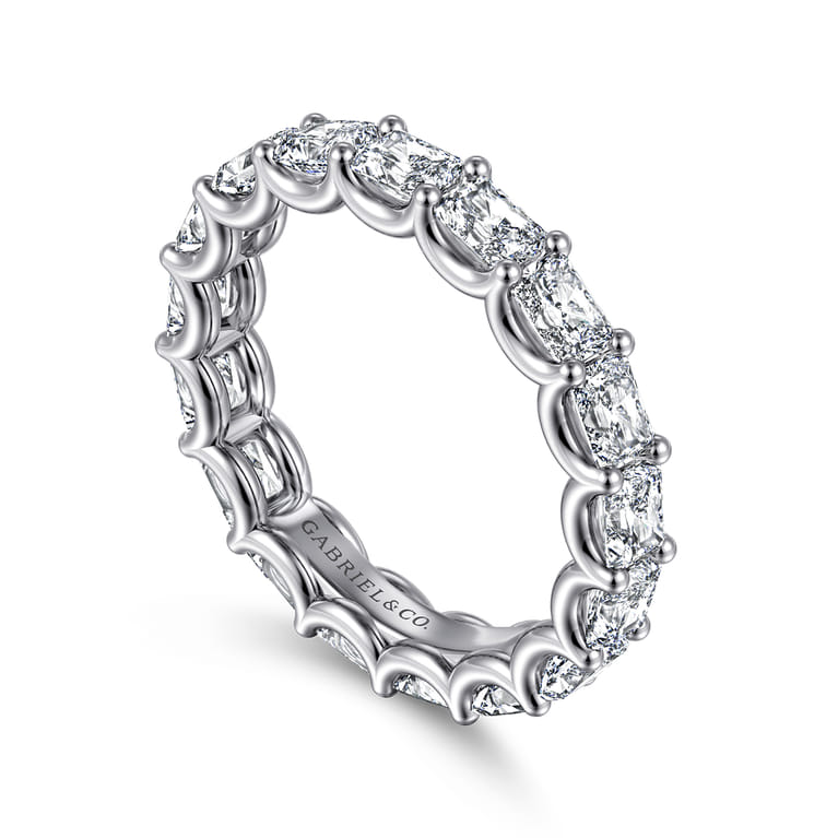 Eternity Band Wedding Ring in 14k White Gold with Radiant Cut Natural Diamond at Gabriel & Co. - Shot 3