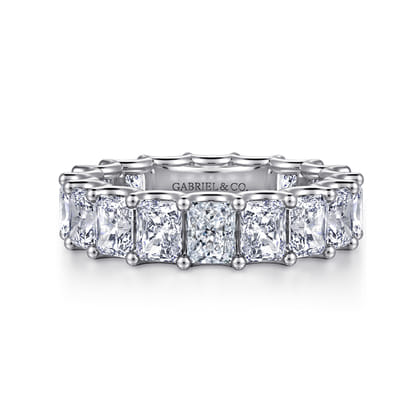 Ciel - 14K White Gold Scallop Setting Radiant Cut Diamond Eternity Band