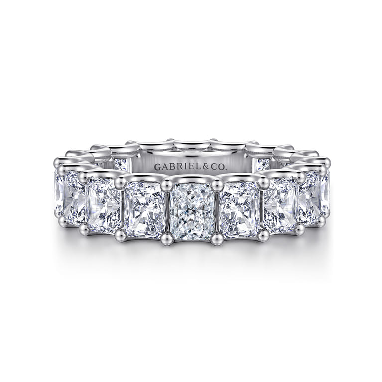Eternity Band Wedding Ring in 14k White Gold with Radiant Cut Natural Diamond at Gabriel & Co. - Shot 1