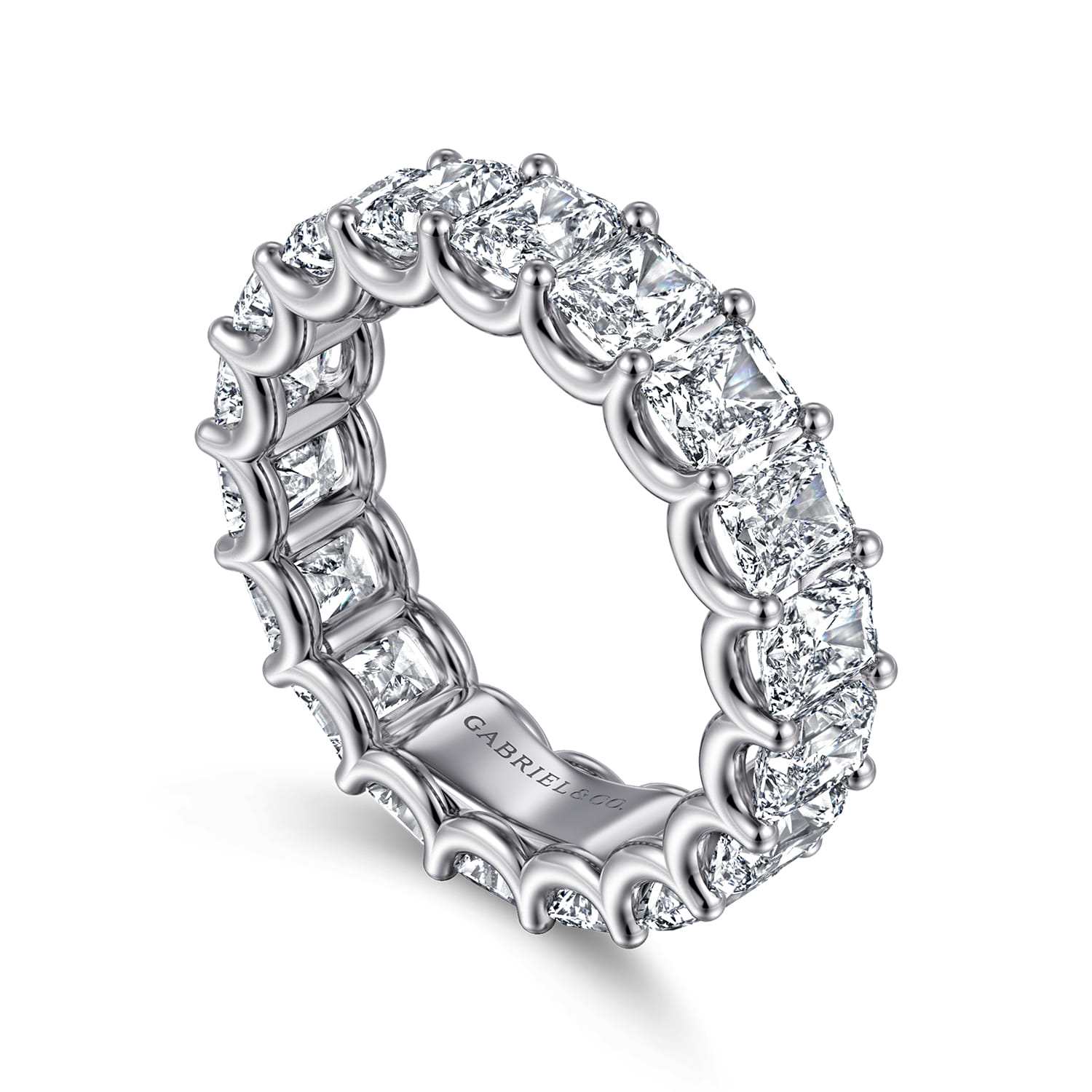 Eternity Band Wedding Ring in 14k White Gold with Radiant Cut Natural Diamond at Gabriel & Co. - Shot 3