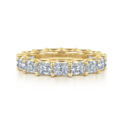 Ciel - 14K Yellow Gold Scallop Setting East West Radiant Cut Diamond Eternity Band