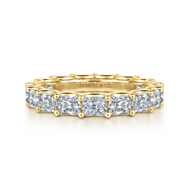 Eternity Band Wedding Ring in 14k Yellow Gold with Radiant Cut Natural Diamond at Gabriel & Co. - Shot 1