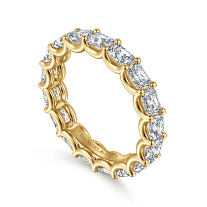 Ciel - 14K Yellow Gold Scallop Setting East West Radiant Cut Diamond Eternity Band