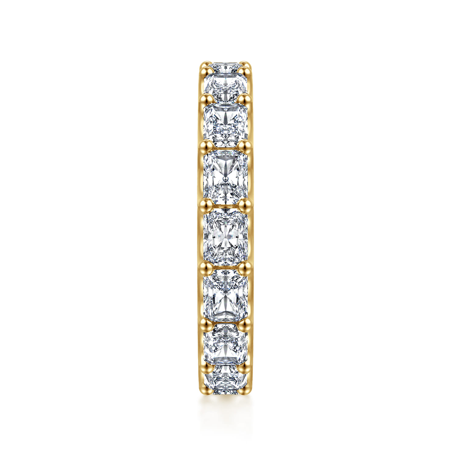 Eternity Band Wedding Ring in 14k Yellow Gold with Radiant Cut Natural Diamond at Gabriel & Co. - Shot 4