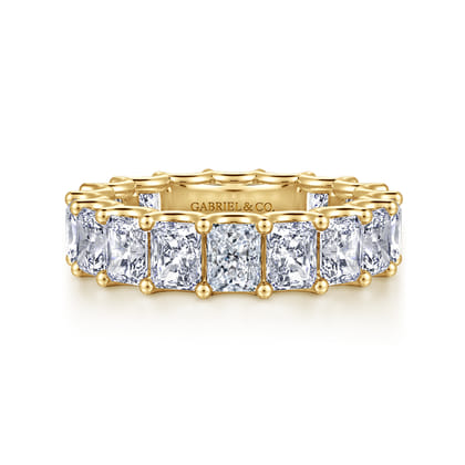 Ciel - 14K Yellow Gold Scallop Setting Radiant Cut Diamond Eternity Band