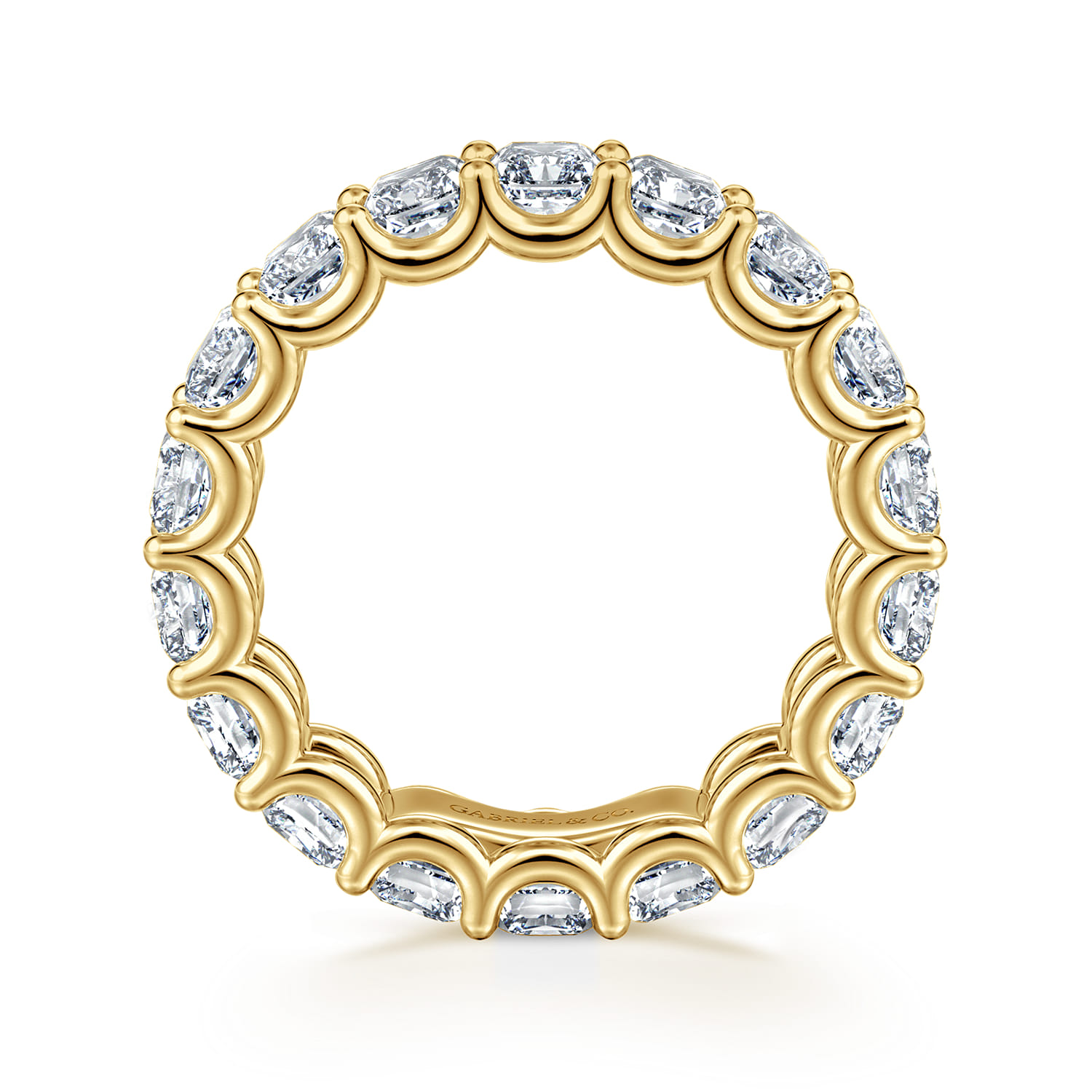 Eternity Band Wedding Ring in 14k Yellow Gold with Radiant Cut Natural Diamond at Gabriel & Co. - Shot 2