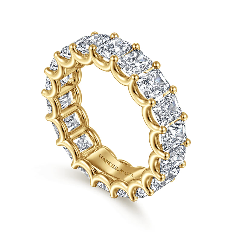 Eternity Band Wedding Ring in 14k Yellow Gold with Radiant Cut Natural Diamond at Gabriel & Co. - Shot 3