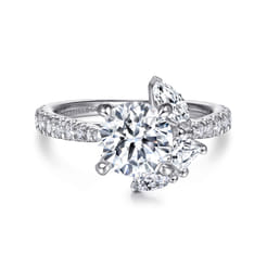Cielo - 14K White Gold Round Three Stone Diamond Engagement Ring