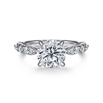 Cindie - 14K White Gold Round Diamond Engagement Ring