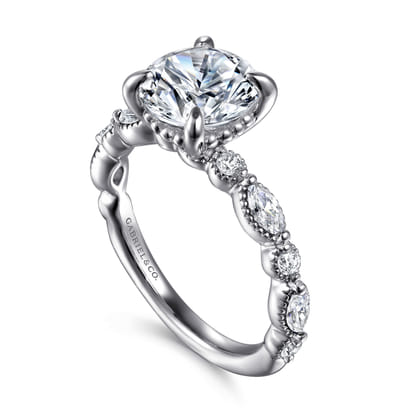 Cindie - 14K White Gold Round Diamond Engagement Ring