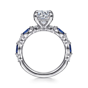 Cindie - 14K White Gold Round Sapphire and Diamond Engagement Ring