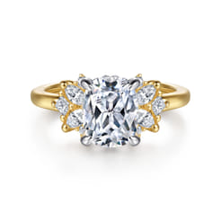 Cindy - 14K White-Yellow Gold Elongated Cushion Diamond Engagement Ring