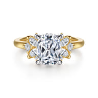 Cindy - 14K White-Yellow Gold Elongated Cushion Diamond Engagement Ring