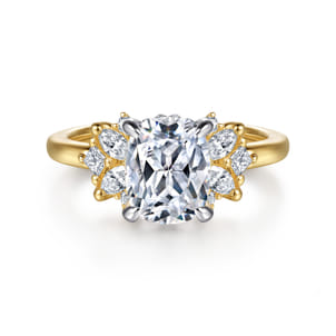 Cindy - 14K White-Yellow Gold Elongated Cushion Diamond Engagement Ring