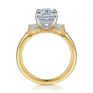 Cindy - 14K White-Yellow Gold Elongated Cushion Diamond Engagement Ring