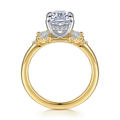 Cindy - 14K White-Yellow Gold Elongated Cushion Diamond Engagement Ring