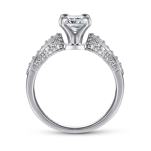 Clara - 14K White Gold Princess Cut Diamond Engagement Ring - 0.09 ct - Shot 2