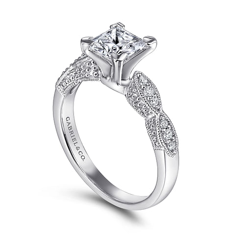 Clara - 14K White Gold Princess Cut Diamond Engagement Ring - 0.09 ct - Shot 3