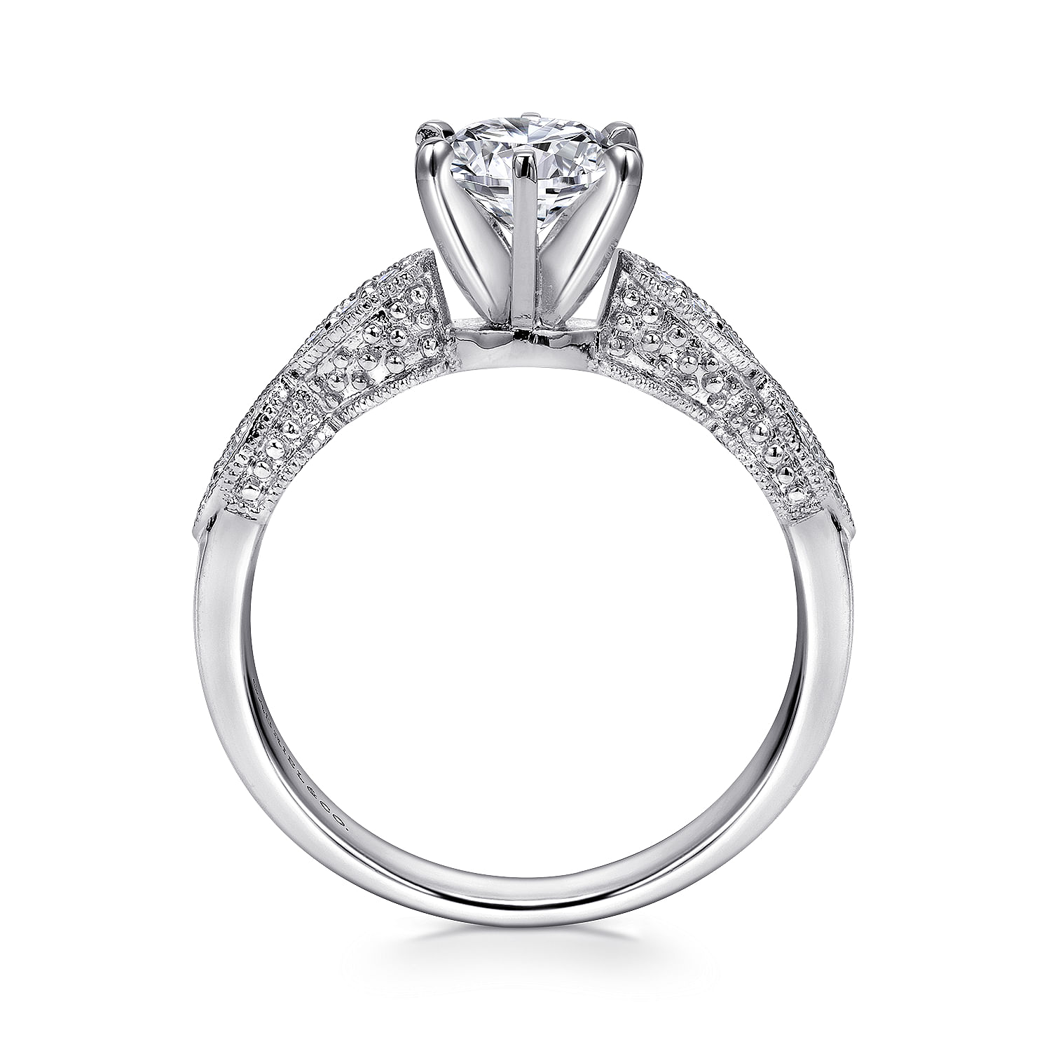Clara - 14K White Gold Round Diamond Engagement Ring - 0.09 ct - Shot 2