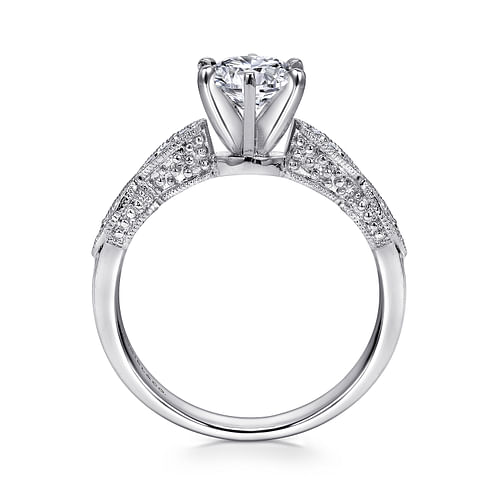 Clara - 14K White Gold Round Diamond Engagement Ring - 0.09 ct - Shot 2