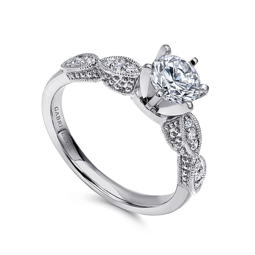 Clara - 14K White Gold Round Diamond Engagement Ring - 0.09 ct - Shot 3