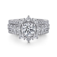 Clarence - 14K White Gold Fancy Halo Round Diamond Engagement Ring