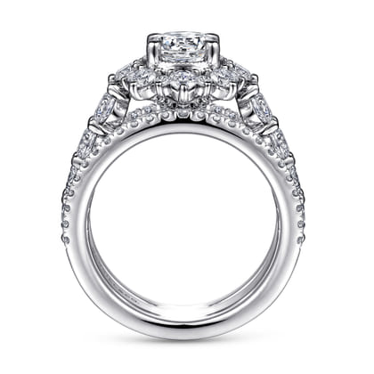 Clarence - 14K White Gold Fancy Halo Round Diamond Engagement Ring