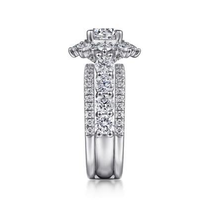 Clarence - 14K White Gold Fancy Halo Round Diamond Engagement Ring