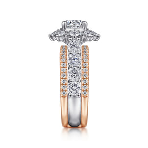 Clarence - 14K White-Rose Gold Fancy Halo Round Diamond Engagement Ring