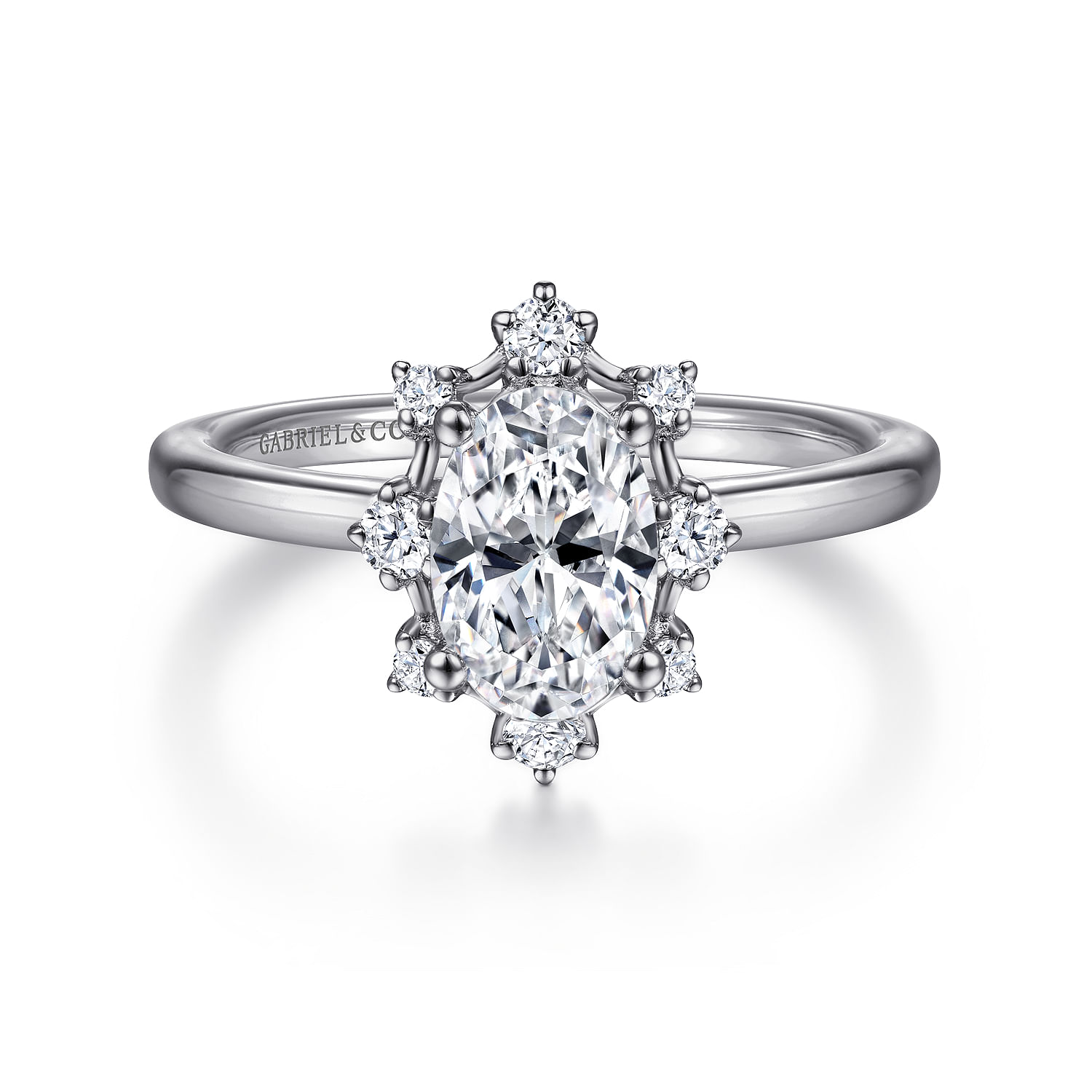 Clarise - Unique 14K White Gold Halo Diamond Engagement Ring