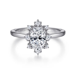 Clarise - Unique 14K White Gold Halo Diamond Engagement Ring
