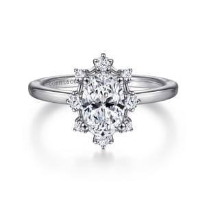 Clarise - Unique 14K White Gold Halo Diamond Engagement Ring