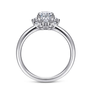Clarise - Unique 14K White Gold Halo Diamond Engagement Ring