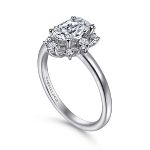 Clarise - Unique 14K White Gold Halo Diamond Engagement Ring