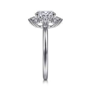 Clarise - Unique 14K White Gold Halo Diamond Engagement Ring