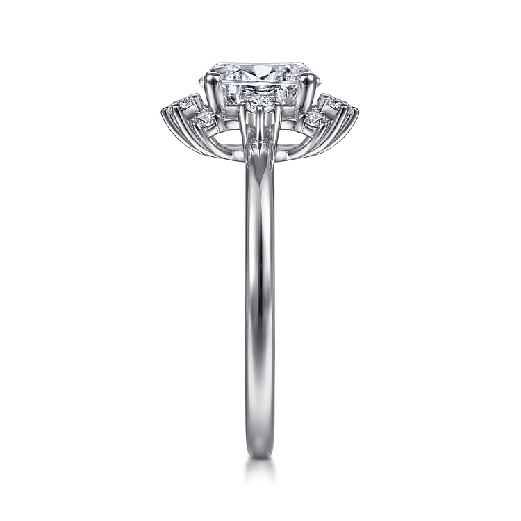 Clarise - Unique 14K White Gold Halo Diamond Engagement Ring