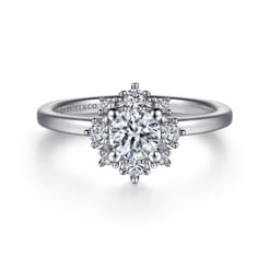 Clarise - Unique 14K White Gold Halo Diamond Engagement Ring