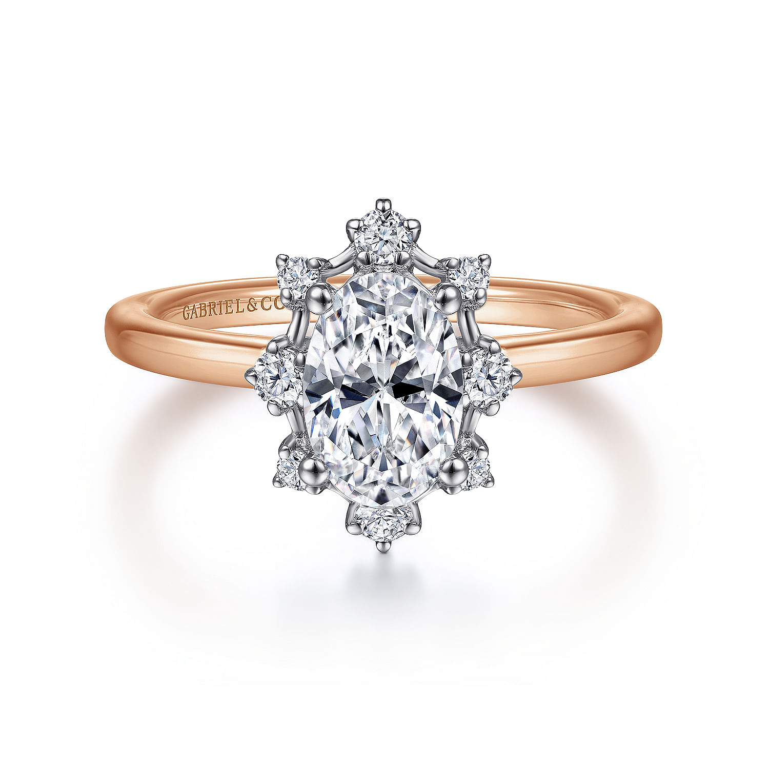 Clarise - Unique 14K White-Rose Gold Halo Diamond Engagement Ring