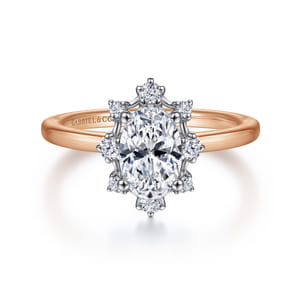 Clarise - Unique 14K White-Rose Gold Halo Diamond Engagement Ring